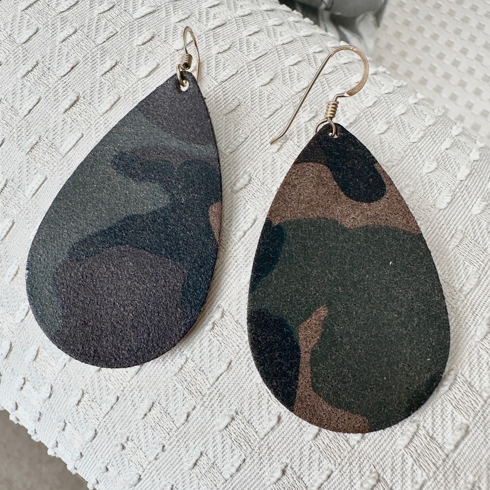 Suede camouflage earrings